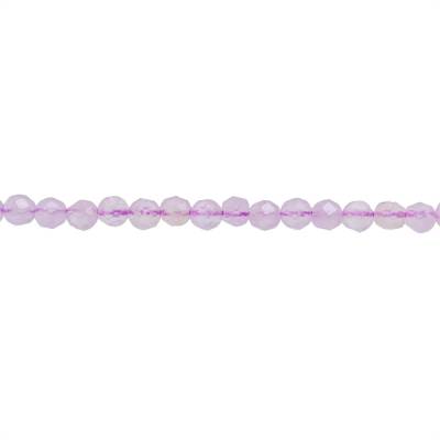 Natural Light Amethyst Beads Strand Faceted Round Diameter 3mm Hole 0.6mm About 124 Beads/Strand 15~16"