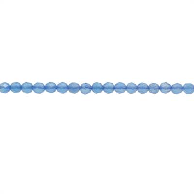 ブルーアゲートカット丸形ビーズ　長径　約3mm　穴長径　約0.6mm　約139個/本　ビーズの長さ 約400mm(ミリ）