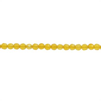Miçangas de ágata amarela  redondas  lapidadas. Diâmetro: 3mm. Orificio: 0.6mm. 131pçs/fio. 15~16"