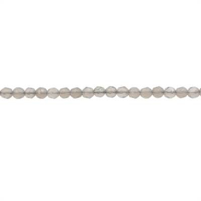 Filo di perline di agata grigia naturale, rotondo sfaccettato, diametro 3 mm, foro 0,6 mm, circa 130 perline per filo, 15~16"