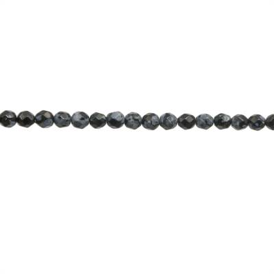 Perline di ossidiana naturale a fiocco di neve Diametro rotondo sfaccettato 3 mm foro 0,6 mm circa 128 perline/filo 15~16"
