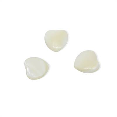 Perles de nacre blanche en collier, Coeur, Taille 10 mm, Trou 0.7 mm, environ 41 perles/rang 15~16"