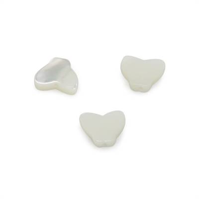 Collier de perles de nacre blanche, Papillon, Taille 7x9 mm, Trou 0.7 mm, environ 60 perles / collier 15~16"