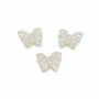 Perles de nacre blanche en forme de papillon, Taille 10x13mm, Trou 0.7mm, 15 perles / collier