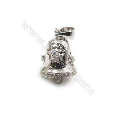 Micro pave CZ pendant 925 sterling silver platinum plated pendants, 10x15mm, x 5pcs, tray 3mm, needle 0.6mm