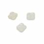 Perles de nacre blanches en forme de fleur à quatre feuilles, Diamètre 8mm, Trou 0.7mm, 50 perles /stringle