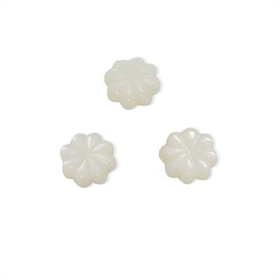 Perles de nacre fleur blanche en collier, Diamètre 10 mm, Trou 0.7 mm, 40 perles / collier