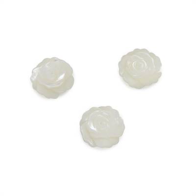 Brin de perles de nacre blanche shellﾠ, Rose, Diamètre 12mm, Trou 0,7mm, 15 perles/brin