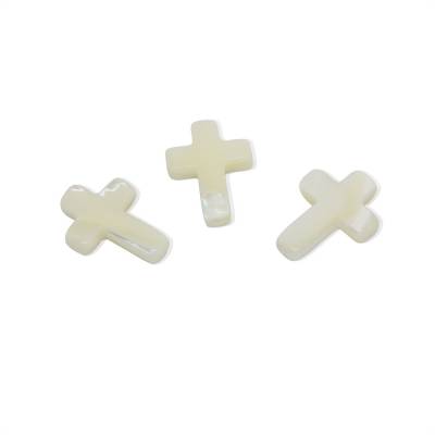 Collier de perles de nacre blanche, croix, taille 13x18mm, trou 0.7mm, 22 perles/collier 15~16''