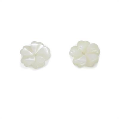 White Mother-of-pearl Shell Flower Charm Size10mm Hole0.8mm 12 pcs/Pack