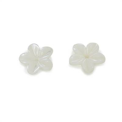 White Mother-of-pearl Shell Flower Charm Size9.5mm Hole0.9mm 12pcs/Pack
