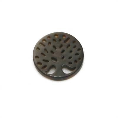 Natural Gray Shell Mother-of-pearl Shell Charm Tree of Life  12mm  2 pcs/Pack