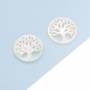 Natural Hollow Tree of Life White Mother-of-Pearl Shell Charm Diameter 17mm 4 pcs/Pack