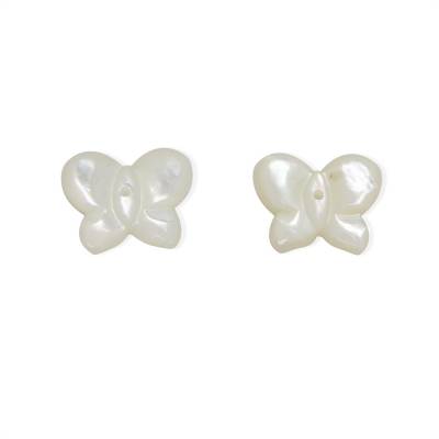 White Mother-of-Pearl Shell Charm Butterfly Size10x12mm Hole0.8mm 10pcs/Pack