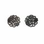 Openwork Hollow Floral Gray Mother-of-Pearl Charm 18mm 4pcs/Pack