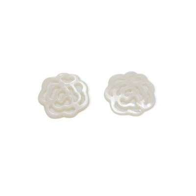 鏤空圖案的白色花型珍珠母貝殼 14毫米  6個/包