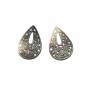 Hollow Teardrop Grey Mother-of-Pearl Shell Charm 26x38mm 2pcs/Pack