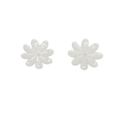 Coquille florale nacre blanche, 10mm, x 10pcs & trou 0.8 mm