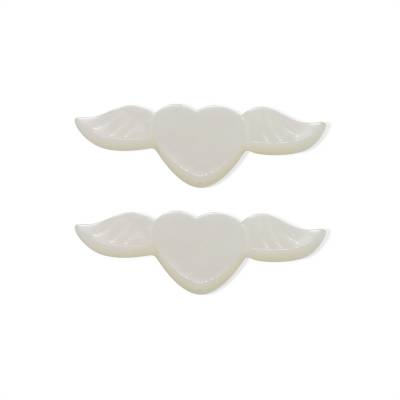 Coquille blanche ailes d'ange&cœur charms, nacre, 8x24mm, x 10 pcs/pack