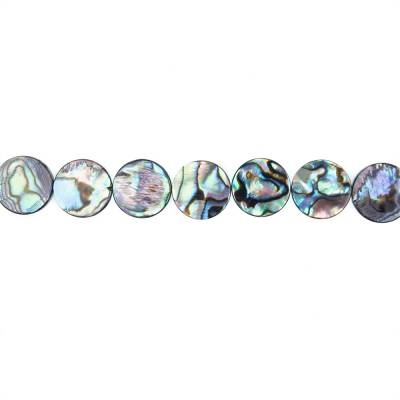 Rouleaux de perles lisses en abalone/paua, rondes et plates, diamètre 16 mm, trou 0,8 mm, environ 25 perles par rouleau, 15 ~ 16