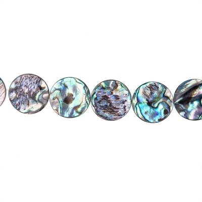 Rouleaux de perles de coquille d'Abalone/Paua, plat-arrondi, taille 22 mm, trou 0.7 mm, environ 18 perles/ruban, 15 ~ 16 ''