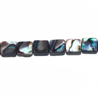 Collier de perles rectangulaires en coquillage d'Abalone/Paua, taille 8x8 mm, trou 1 mm, environ 50 perles/coton 15 ~ 16"