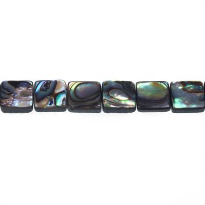 Filo di perline rettangolari in conchiglia Abalone/Paua, dimensione 10x10 mm, foro 1 mm, circa 41 perline/filo, 15 ~ 16"