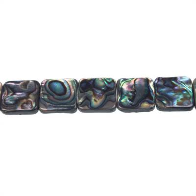 Collier de perles rectangulaires en coquillage d'Abalone/Paua, taille 16x16 mm, trou 1 mm, environ 25 perles/collier, 15 ~ 16"