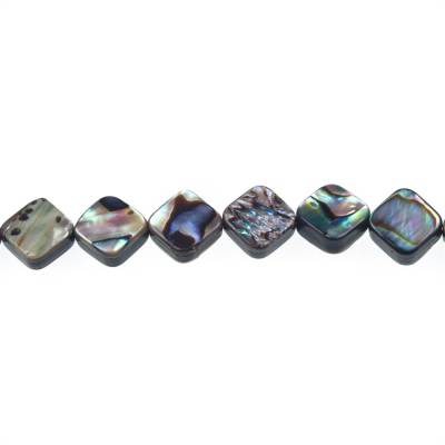 Collier de perles losanges en coquillage d'Abalone/Paua, Taille 10x10 mm, Trou 0.8 mm, environ 42 perles/coton, 15 ~ 16"