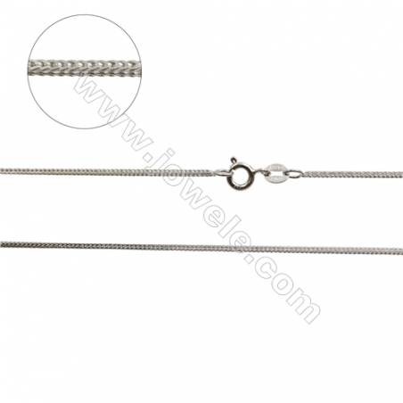 925 Sterling Silver Wheat Chain x 1Piece   Thick 1.1mm  Length: 16" (white gold plating)