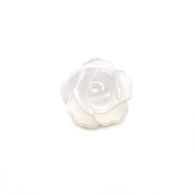 Rosa de madrepérola de concha branca tamanho 8 mm furo 1 mm 20 unidades/embalagem