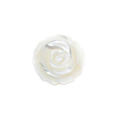 白色珍珠母貝殼玫瑰花 30毫米  孔徑 1毫米   2個/包