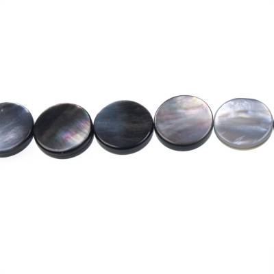 Perles rondes en nacre grise, Diamètre 15mm, Trou 0.7mm, 26 perles/brin 15~16"