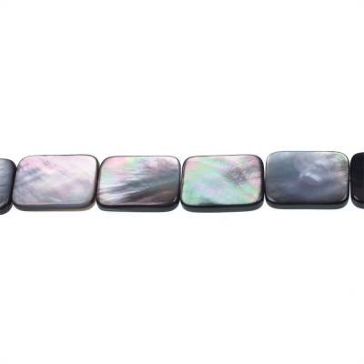 Perles de nacre rectangulaires plates, 15x20 mm, trou 0.7 mm, 20 perles/brin 15~16"