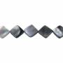 Rouleau de perles carrées en nacre grise, 15x15mm, trou 0.7mm, 26 perles/rang 15~16"