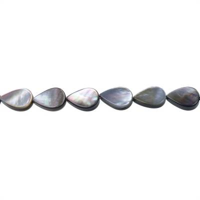 Perles de gouttes d'eau en nacre grise, 10x14mm, trou 0.7mm, 28 perles/ruban 15~16"
