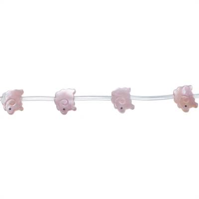 Perles de nacre rose petit mouton, 11x14mm, trou 0.7mm, 15 perles/brin