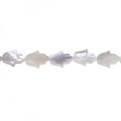 Perles de nacre blanche en forme de palmier, Diamètre 10x12mm, Trou 0.7 mm, 30 perles/brin