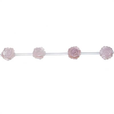 Rouleau de perles de nacre rose en forme de rose, Diamètre 8mm, Trou 0.7mm, 15 perles/ruban