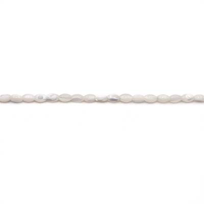 Natural White Mother-of-pearl Shell Beads Strand Rice Shape Size 3x5mm Hole 0.8mm About 81 Beads/Strand 15~16"