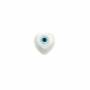 心形邪眼（藍色）白色珍珠母貝殼 6x6毫米  孔徑 0.8毫米  12個/包