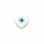 ハート邪眼（ブルー）白色マザーオブパール　貝殻　10mm x 10mm  穴長径 0.9mm　x 10個/パック
