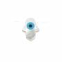 手形青い目玉白色マザーオブパール（邪眼）貝殻　15mmx11mm 穴長径 0.8mm　x 8個/パック