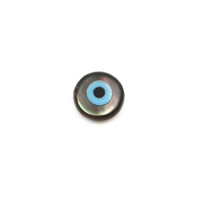 Coquillage bleu mauvais œil nacre noire, 5mm, x 12pcs/pack