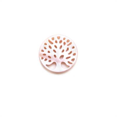 Natural Tree of Life  Pink Mother-of-pearl Shell Charm  2 pcs/Pack
