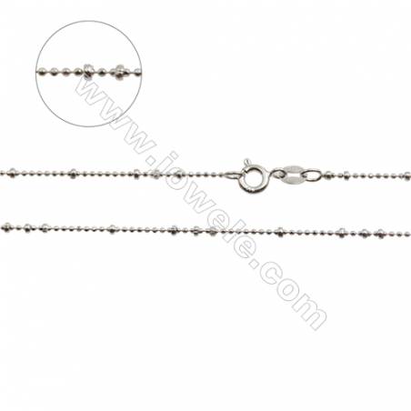 925 Sterling Silver Ball Chain x 1Piece   Size: large ball 1.8mm  small 1mm  Length: 16" （white gold plating）
