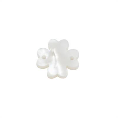 Conchiglia di madreperla trifoglio bianco, 12 mm, foro 0,8 mm, 10 pz/confezione