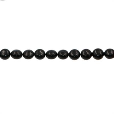 Muschel schwarze galvanische Perlenkette  rund und flach  Durchmesser 12mm  Dicke 9mm  Loch 0.6mm  ca. 34 Stck / Strang 15~16"