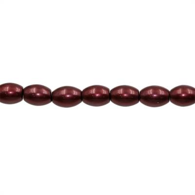 貝殻パールビーズ　レッド色メッキ　ビーズの長さ約400mm　サイズ12x15mm 穴長径0.8mm ｘ25個珠/本