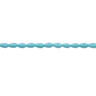 Muschel blaue galvanische Perlenkette  Wassertropfen  3x6mm  Loch 1mm  ca. 72 Stck / Strang 15~16"